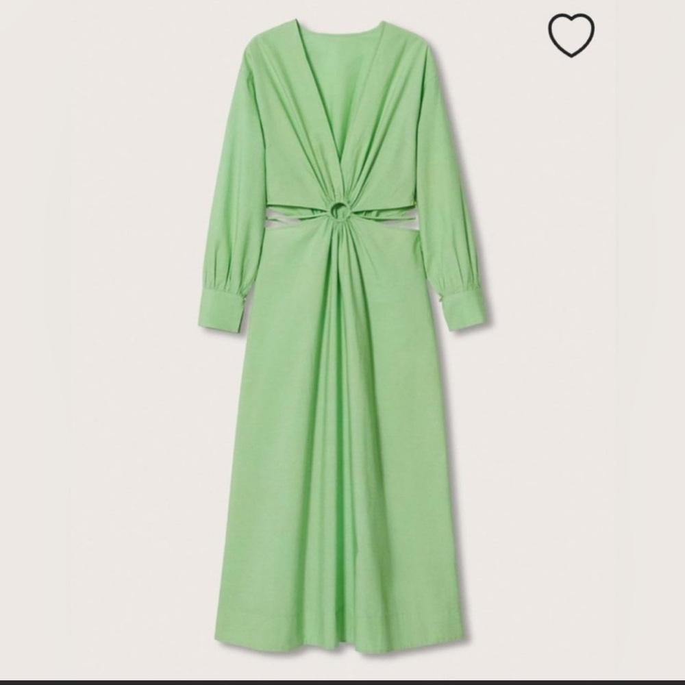 Mango long sleeve green dress - size large/US 8 - new